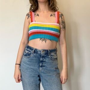 SOLID & STRIPED Multicolor Ribbed Crop Top